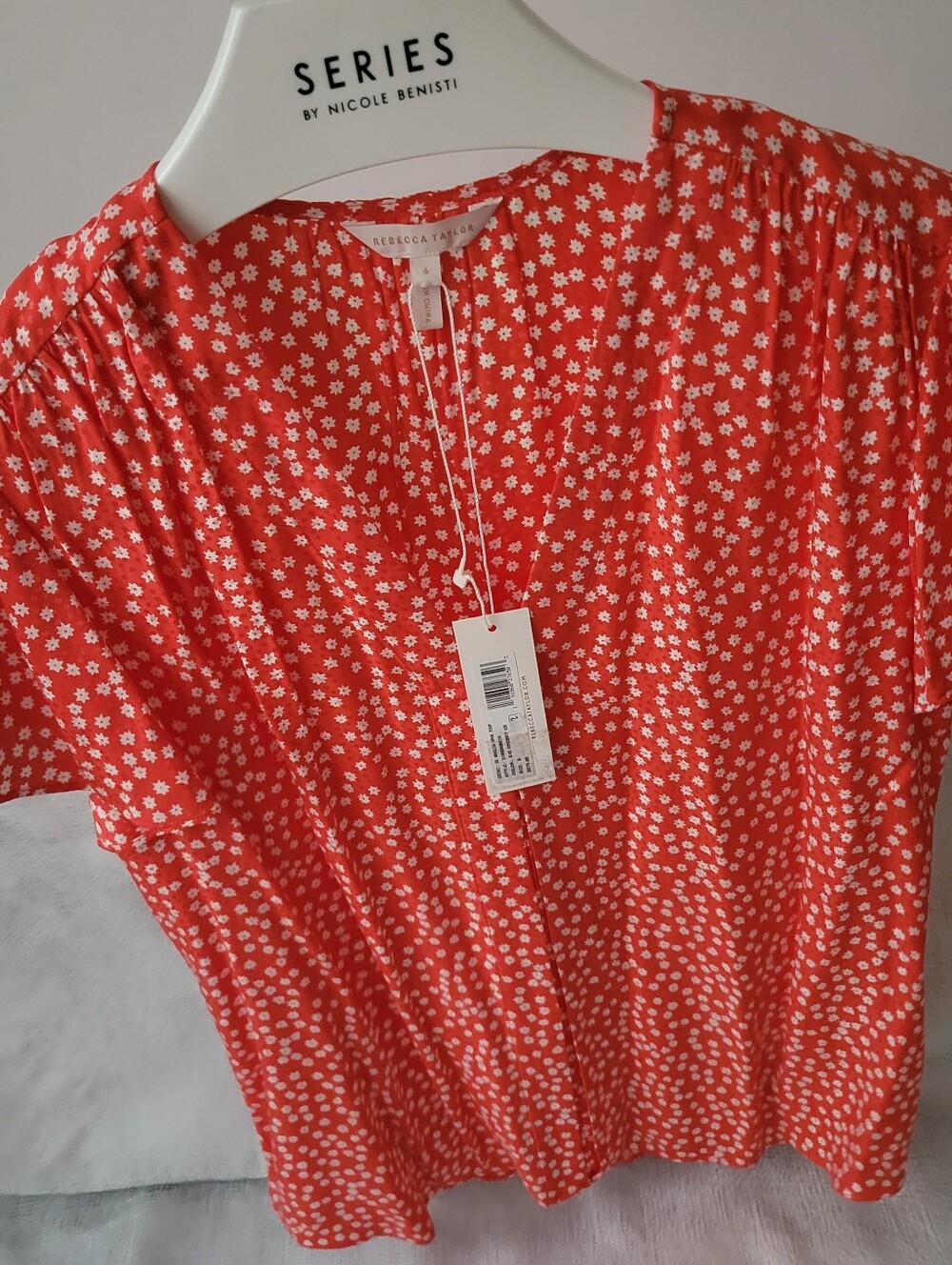 Rebecca Taylor Malia Red Floral Blouse size 6 new - Picture 12 of 12
